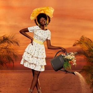 SHEIN X Noor Floral Print Layered Hem Dress